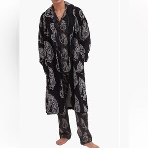Desmond & Dempsey NEW Print cotton Terry Robe Large